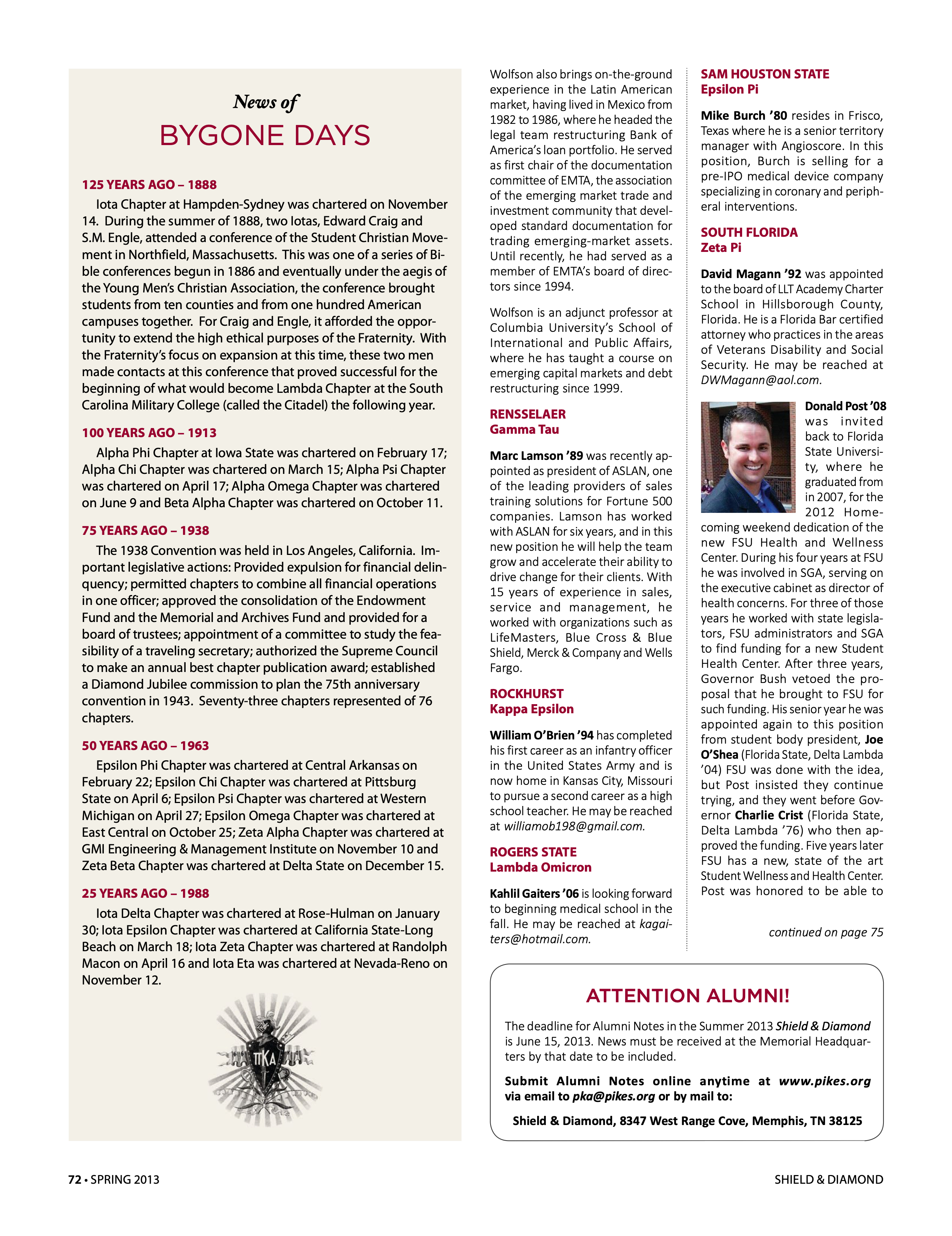 News of Bygone Days, Spring 2013